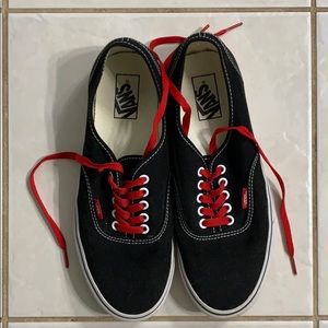 Red and Black Low Top Vans
